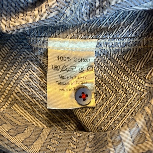 Men’s 7 Downie St. Blue Pattern Button Down Shirt sz. 4 (US M) - Picture 10 of 11